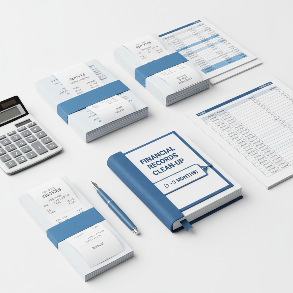 Clean up of financial records 1-3 months (small business)